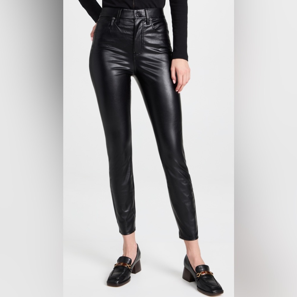 Veronica Beard Maera Extra High Rise Faux Leather Skinny Jeans, Black, Size 30
